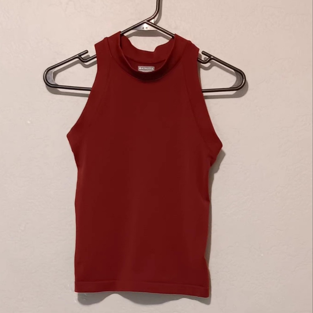 Athleta Mockneck Racerback Tank‎ Top Women Marron Burgundy SzXS
